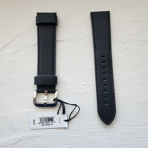 Shinola 24mm Black Leather Watch band with chrome buckle.